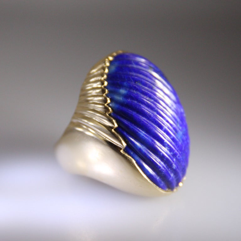Lapis Lazuli and Gold Ring In Excellent Condition In Bay Harbor Islands, FL