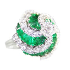 1970s Oscar Heyman Diamond Emerald and Platinum Ring