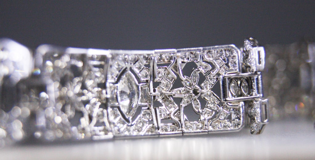15 Carat Art Deco Diamond Platinum Bracelet 3