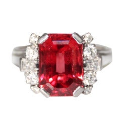 Vintage Gubelin Red Spinel Diamond Ring