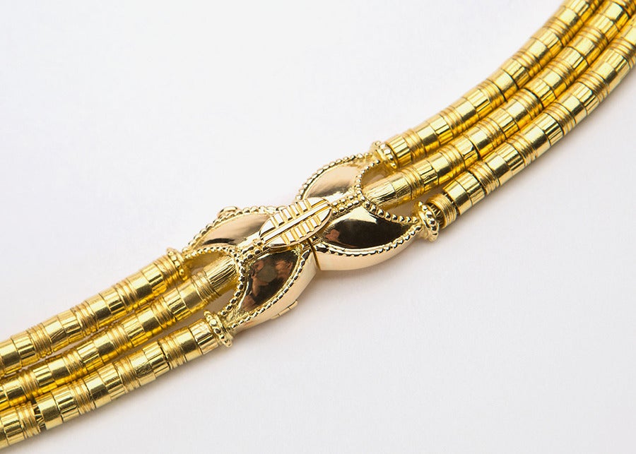Contemporary Ilias Lalaounis Triple Strand Gold Necklace