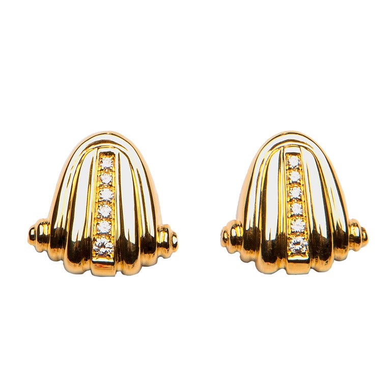 Cartier Classic Diamond Gold Earrings at 1stDibs