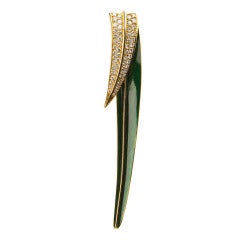 Marvin Schluger Enamel Diamond Gold Brooch 10