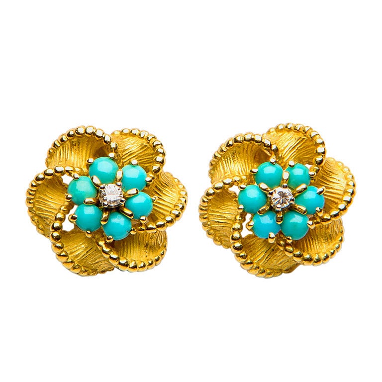 Tiffany & Co. Turquoise Diamond Earrings