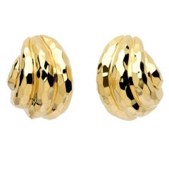 Henry Dunay Hammered Gold Earrings