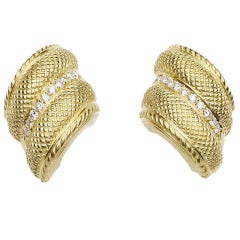 Judith Ripka Diamond Gold Earrings