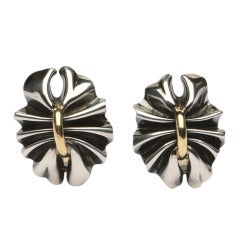 Retro Georg Jensen Silver Gold Earrings