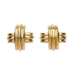 Tiffany & Co. Fluted Gold "X" Earrings