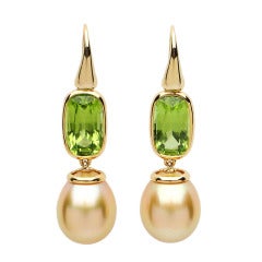 Peridot and South Sea pearl earrings
