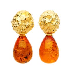Vintage David Webb gold and amber earrings