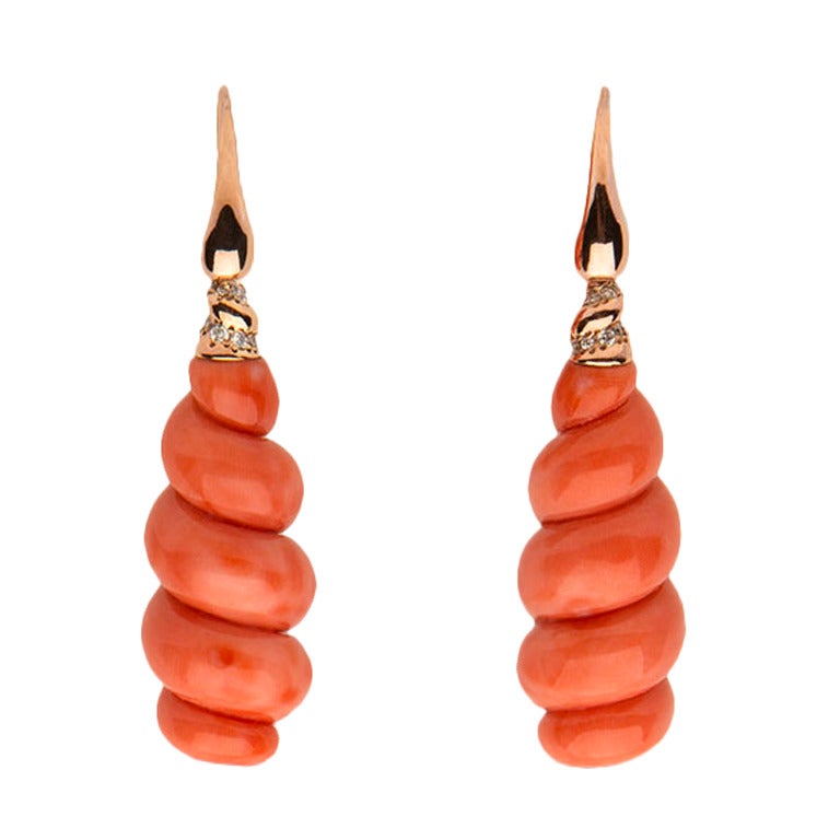 Unique coral and diamond earrings