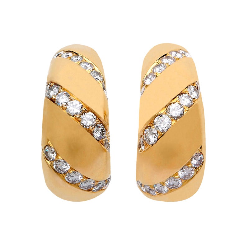 Bulgari Diamond Gold Hoop Earrings