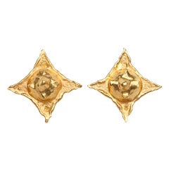 Jean Mahie Dramatic Geometric Gold Earrings