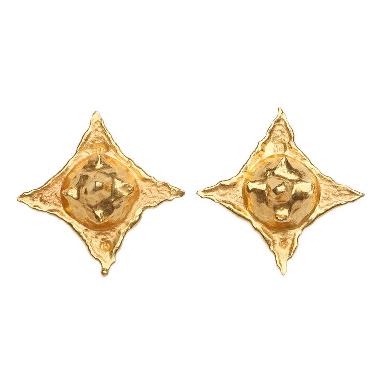 Jean Mahie Dramatic Geometric Gold Earrings