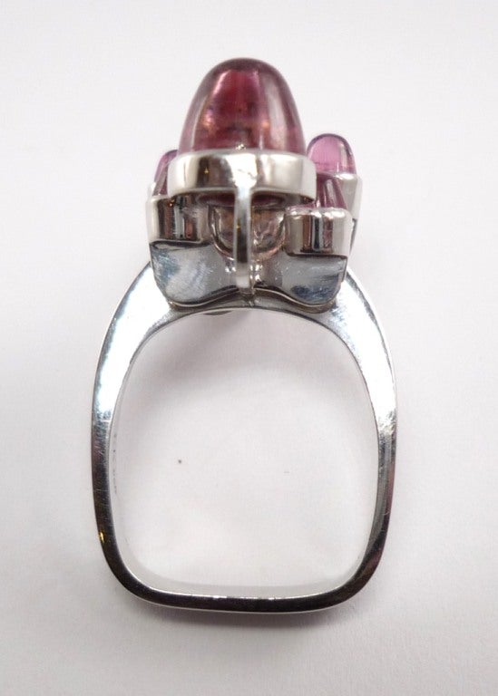 Women's Rubelite Diamond Gold Ring For Sale