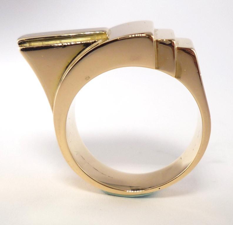 Art Deco Geometric Gold Ring For Sale