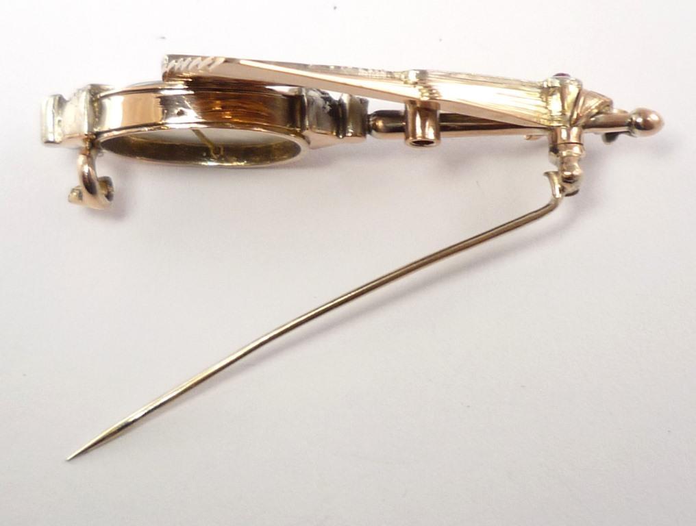 Antique Fan and Mirror Brooch