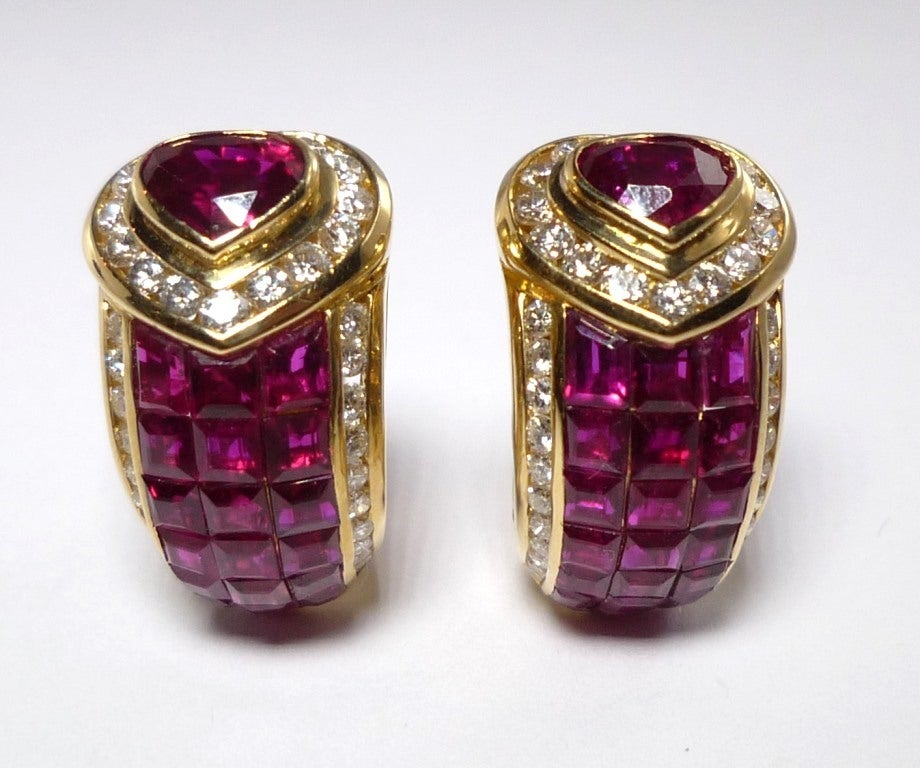 Friedrich Ruby Diamond Invisible Setting Earclips