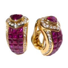 Friedrich Ruby Diamond Invisible Setting Earclips