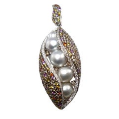Friedrich Keshi Baroque Pearl Sapphire Gold Pendant 2