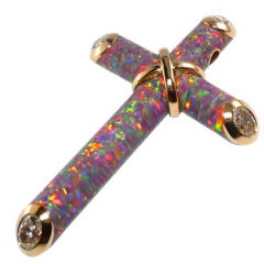 FRIEDRICH Opalized Diamond  Gold Crucifix  Pendant