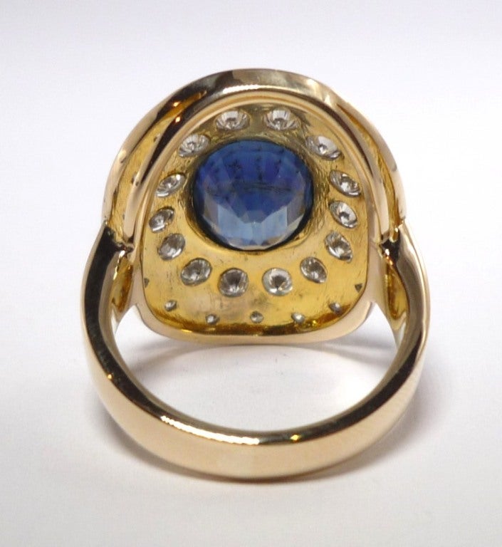 Sapphire Diamond Gold Cluster Ring 1