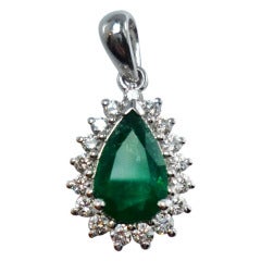 Emerald Diamond Cluster Pendant Vintage Emerald Diamond Cluster Pendant