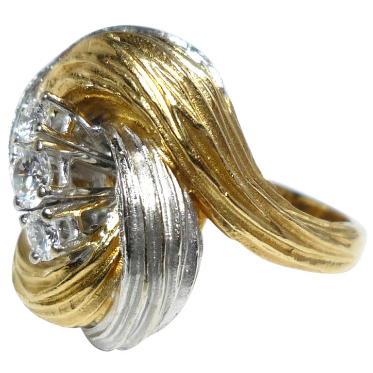 Diamond Gold Swirl Ring