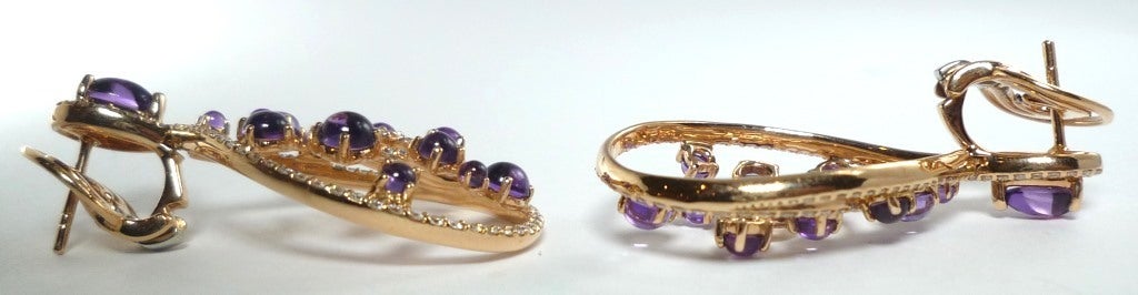 Amethyst Diamond Pink Gold Curve Clip-On Earrings In New Condition In Frankfurt, DE