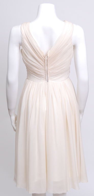 Beige Ivory Silk Chiffon Dress For Sale