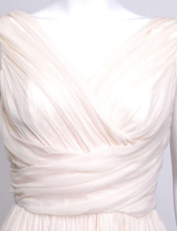 Women's Ivory Silk Chiffon Dress For Sale