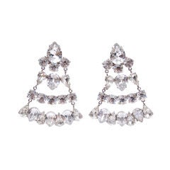 Large Rhinestone Teardrop Ear Clips