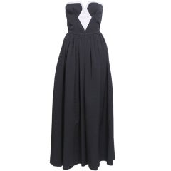 Lanvin Black Grosgrain Strapless Dress