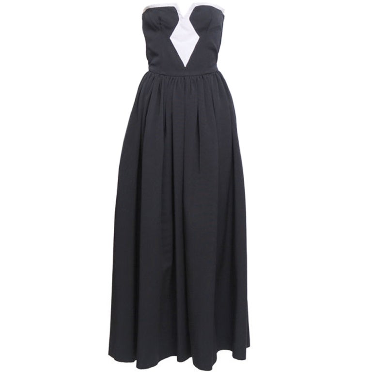Lanvin Black Grosgrain Strapless Dress For Sale