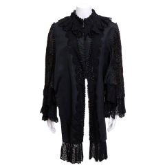 Antique Victorian Black Silk, Jet and Lace Cape