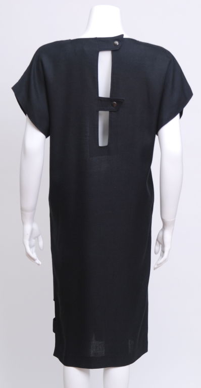 Black Pierre Cardin Linen Day Dress For Sale