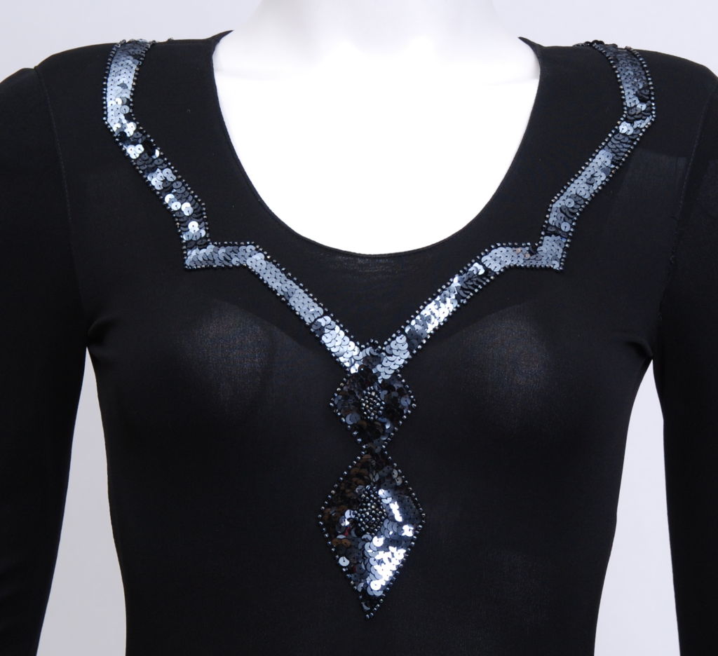 Black Jean Muir Silk Jersey Sequin Snake Motif Dress For Sale