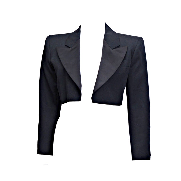 Yves Saint Laurent Cropped Smoking Jacket For Sale
