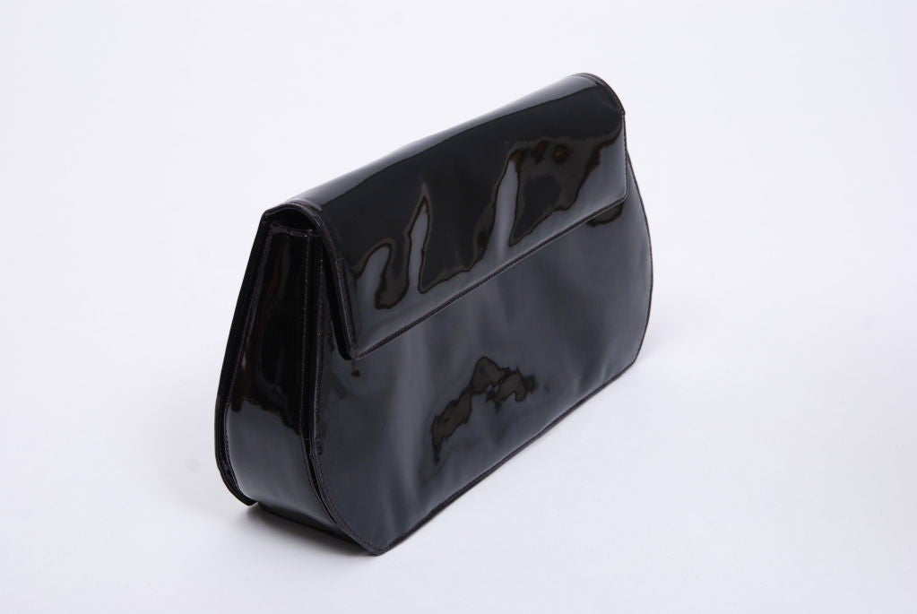 Donna Karan Black Patent Clutch