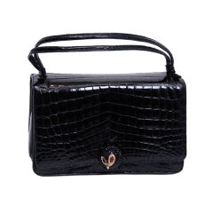 Retro Judith Leiber Black Crocodile Purse