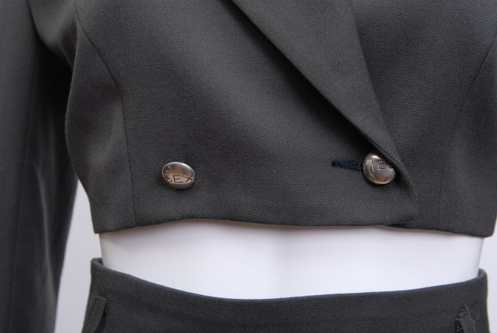 Black 1990s John Richmond Cropped Skirt Suit For Sale