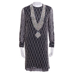 Vintage Black Lace Pearl Encrusted Dress