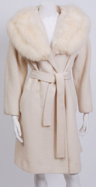Lilli Ann Cream Wool and Fox Coat 1