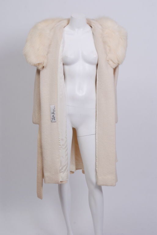 Women's Lilli Ann Cream Wool and Fox Coat