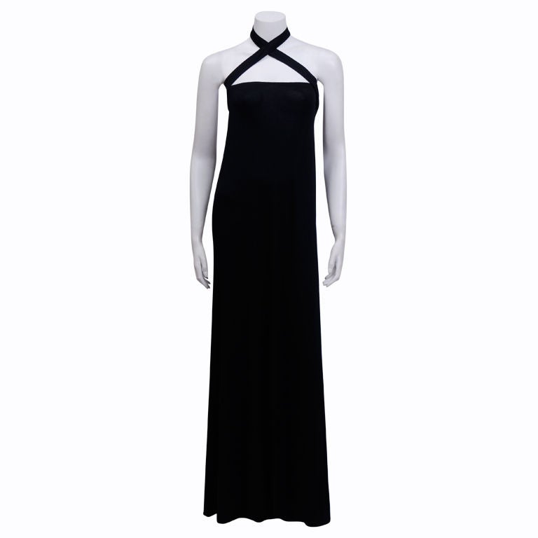 Geoffrey Beene Black Silk Jersey Wrap Dress For Sale
