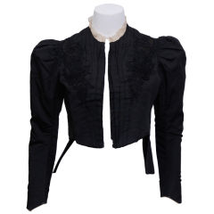 Victorian Black Silk Appliqued Jacket