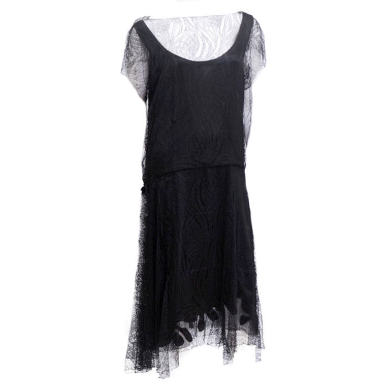 Handmade Silk Lace Art Nouveau Dress For Sale