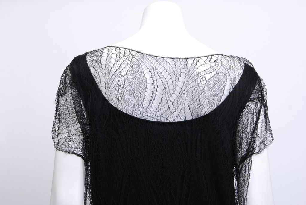 Black Handmade Silk Lace Art Nouveau Dress For Sale