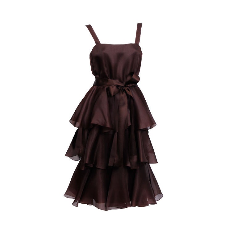 Oscar De la Renta Silk Organza Cocktail Dress