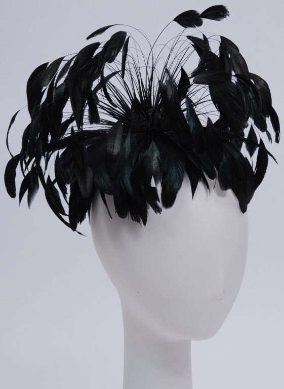Black Rooster Plume Hair Piece For Sale